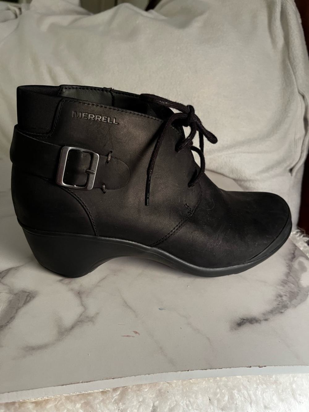 Merrell Veranda Black Lace-Up Ankle Booties